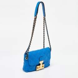 Pre Owned Marc Jacobs Blue Quilted Leather Flap Shoulder Bag