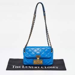 Pre Owned Marc Jacobs Blue Quilted Leather Flap Shoulder Bag