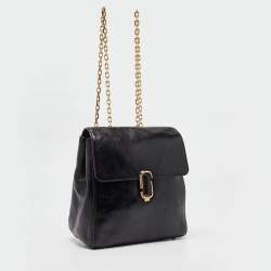 Marc Jacobs Black Glossy Leather Chain Strap Backpack