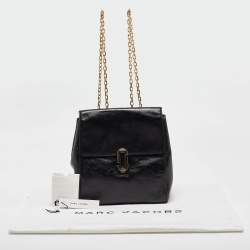 Marc Jacobs Black Glossy Leather Chain Strap Backpack