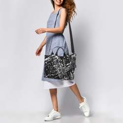 Pre Owned Marc Jacobs Black Splatter Paint Print Canvas Medium The Tote Bag