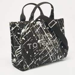 Pre Owned Marc Jacobs Black Splatter Paint Print Canvas Medium The Tote Bag