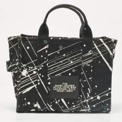 Pre Owned Marc Jacobs Black Splatter Paint Print Canvas Medium The Tote Bag