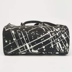 Pre Owned Marc Jacobs Black Splatter Paint Print Canvas Medium The Tote Bag