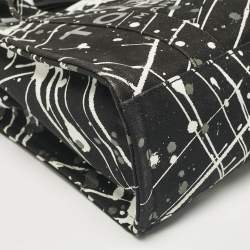 Pre Owned Marc Jacobs Black Splatter Paint Print Canvas Medium The Tote Bag
