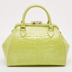 Marc Jacobs Yellow Green Alligator Mini Stam Satchel