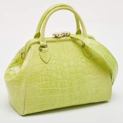 Marc Jacobs Yellow Green Alligator Mini Stam Satchel