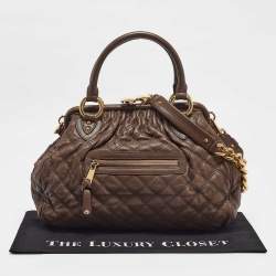 Marc Jacobs Dark Brown Quilted Leather Stam Satchel