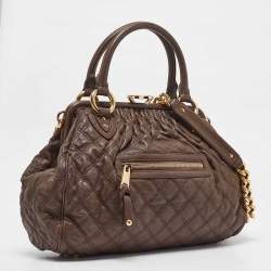 Marc Jacobs Dark Brown Quilted Leather Stam Satchel