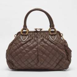 Marc Jacobs Dark Brown Quilted Leather Stam Satchel