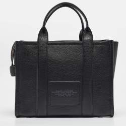 Pre Owned Marc Jacobs Black Leather Medium The Tote Bag