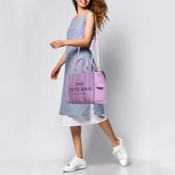 Pre Owned Marc Jacobs Purple Leather Medium The Tote Bag