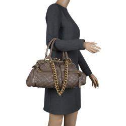 Marc Jacobs Dark Grey Quilted Leather Stam Satchel