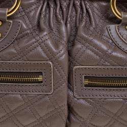 Pre Owned Marc Jacobs Dark Grey Quilted Leather Stam Satchel