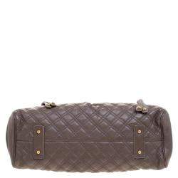 Pre Owned Marc Jacobs Dark Grey Quilted Leather Stam Satchel