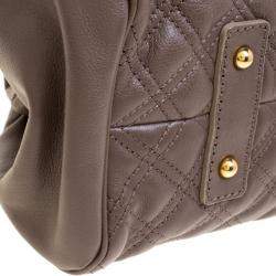 Pre Owned Marc Jacobs Dark Grey Quilted Leather Stam Satchel