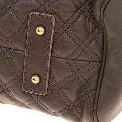 Pre Owned Marc Jacobs Dark Grey Quilted Leather Stam Satchel