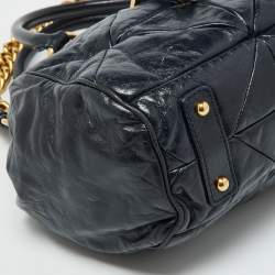 Pre Owned Marc Jacobs Navy Blue Quilted Leather Stam Satchel