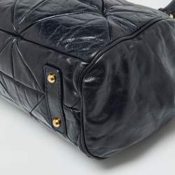 Pre Owned Marc Jacobs Navy Blue Quilted Leather Stam Satchel