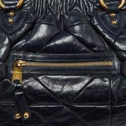 Pre Owned Marc Jacobs Navy Blue Quilted Leather Stam Satchel