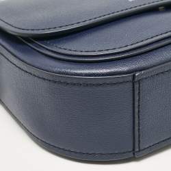 Pre Owned Marc Jacobs Navy Blue Leather Mini Rider Crossbody Bag