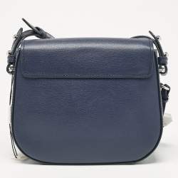 Pre Owned Marc Jacobs Navy Blue Leather Mini Rider Crossbody Bag