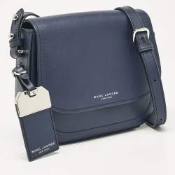 Pre Owned Marc Jacobs Navy Blue Leather Mini Rider Crossbody Bag