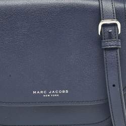 Pre Owned Marc Jacobs Navy Blue Leather Mini Rider Crossbody Bag