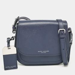 Pre Owned Marc Jacobs Navy Blue Leather Mini Rider Crossbody Bag