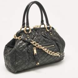 Marc Jacobs Black Quilted Leather Stam Satchel