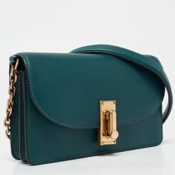 Marc Jacobs Teal Green Leather Jane Wallet On Chain