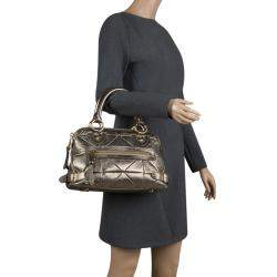 Pre Owned Marc Jacobs Gold Quilted Leather Satchel 