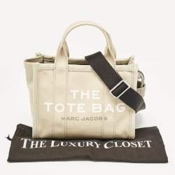 Marc Jacobs Beige/Light Green Canvas Small The Tote Bag