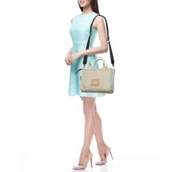 Marc Jacobs Beige/Light Green Canvas Small The Tote Bag