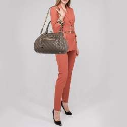 Marc Jacobs Brown Quilted Leather Stam Satchel
