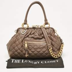 Marc Jacobs Brown Quilted Leather Stam Satchel
