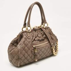 Marc Jacobs Brown Quilted Leather Stam Satchel