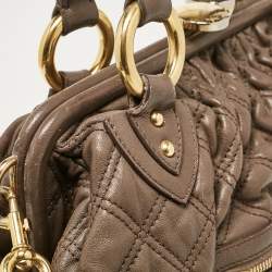 Marc Jacobs Brown Quilted Leather Stam Satchel
