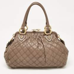 Marc Jacobs Brown Quilted Leather Stam Satchel