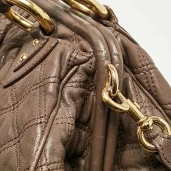 Marc Jacobs Brown Quilted Leather Stam Satchel