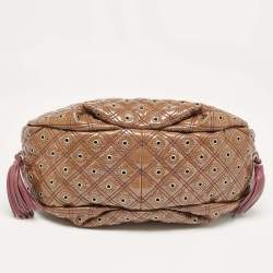 Marc Jacobs Brown Eyelet Quilted Patent Leather Hobo
