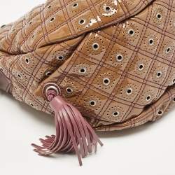 Marc Jacobs Brown Eyelet Quilted Patent Leather Hobo