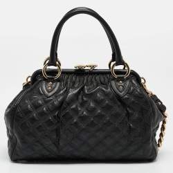 Marc Jacobs Black Quilted Leather Stam Satchel