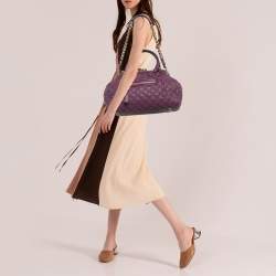 Pre Owned Marc Jacobs Purple Quilted Leather Stam Satchel