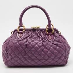Pre Owned Marc Jacobs Purple Quilted Leather Stam Satchel