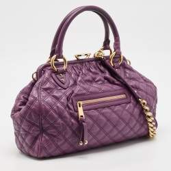 Pre Owned Marc Jacobs Purple Quilted Leather Stam Satchel