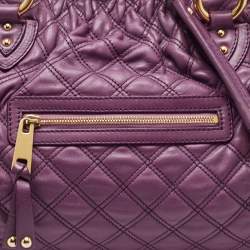 Pre Owned Marc Jacobs Purple Quilted Leather Stam Satchel