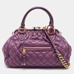 Pre Owned Marc Jacobs Purple Quilted Leather Stam Satchel