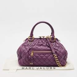 Pre Owned Marc Jacobs Purple Quilted Leather Stam Satchel