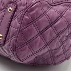Pre Owned Marc Jacobs Purple Quilted Leather Stam Satchel
